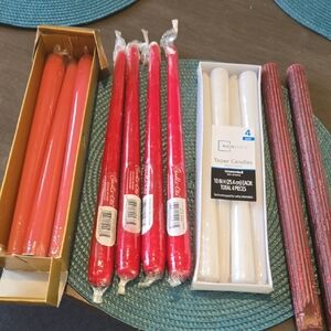 New Taper Candles 10 Inch And 10.5 Inch. Red, Pink, Burgundy With Glitter, White